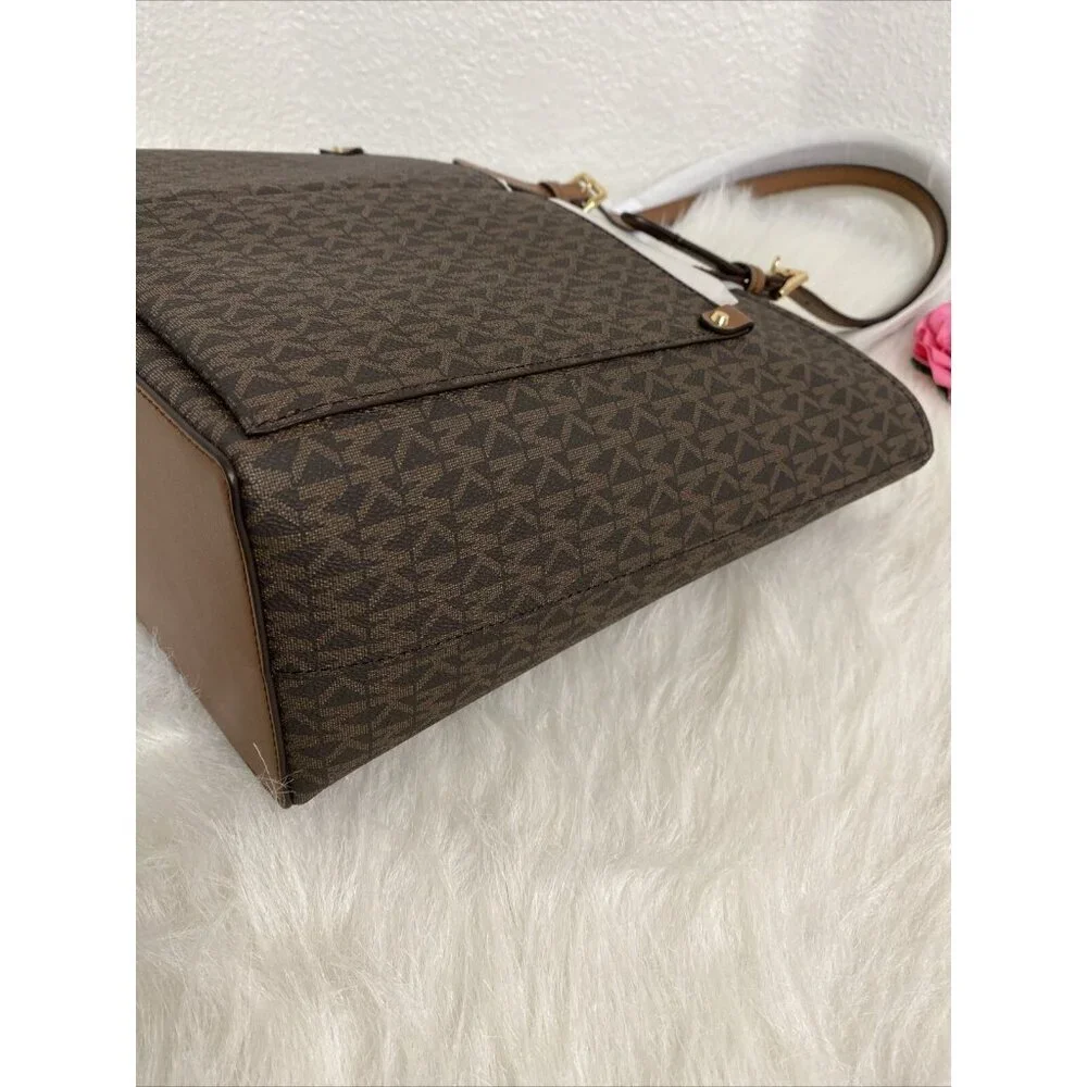 MICHAEL KORS JET SET TRAVEL MD DOUBLE POCKET TOTE SHOULDER BAG MK BROWN MOCHA - Picture 13 of 16